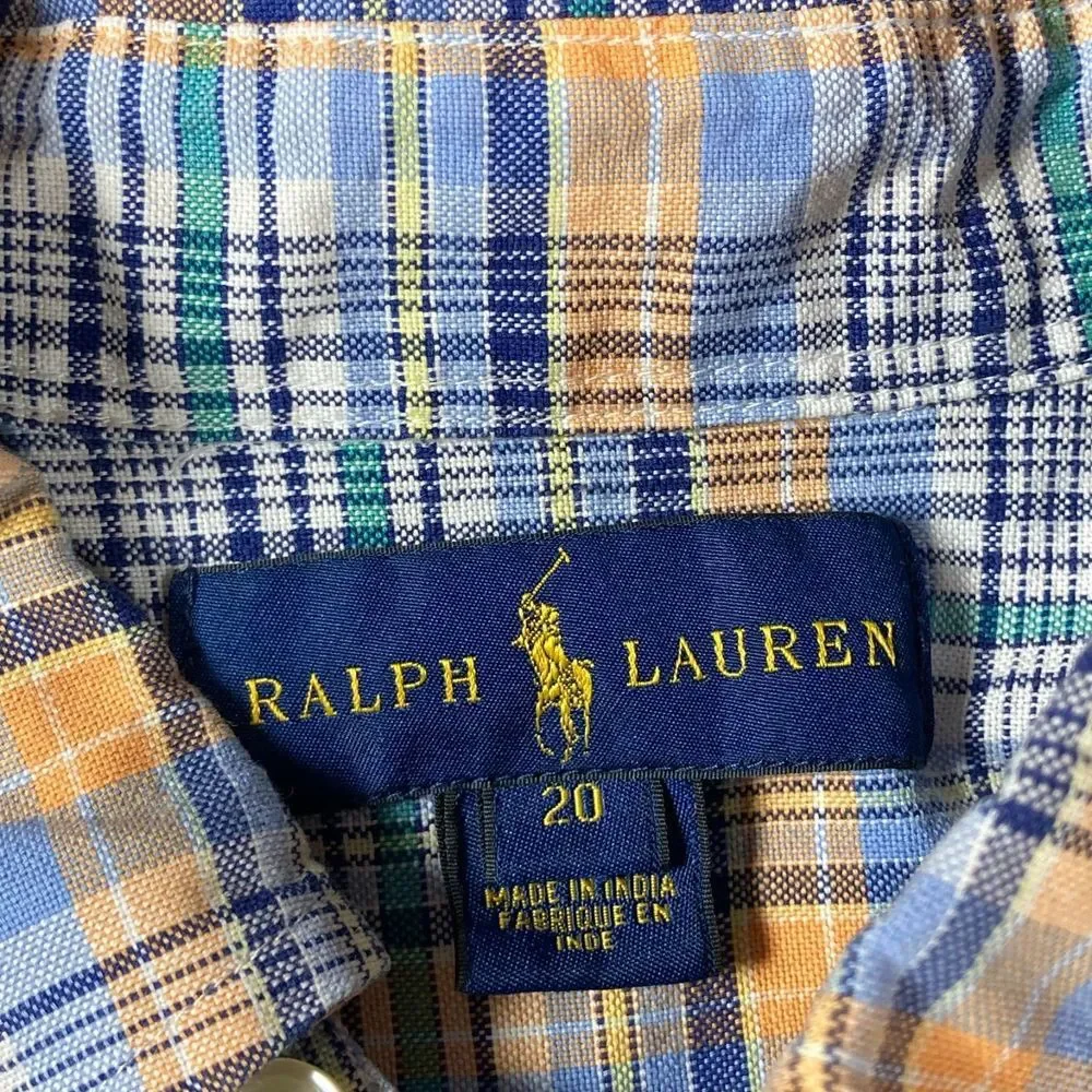 Ralph Lauren Youth Boys 20 Dress‎ Shirt Plaid Long Sleeve Button Down Easter